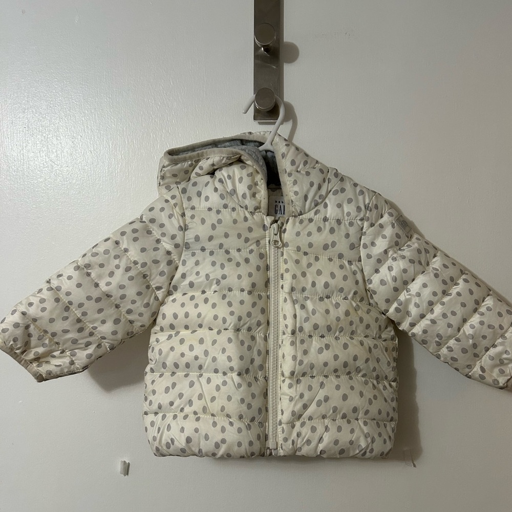 GAP Baby Cream Polka Dot Puffer Jacket